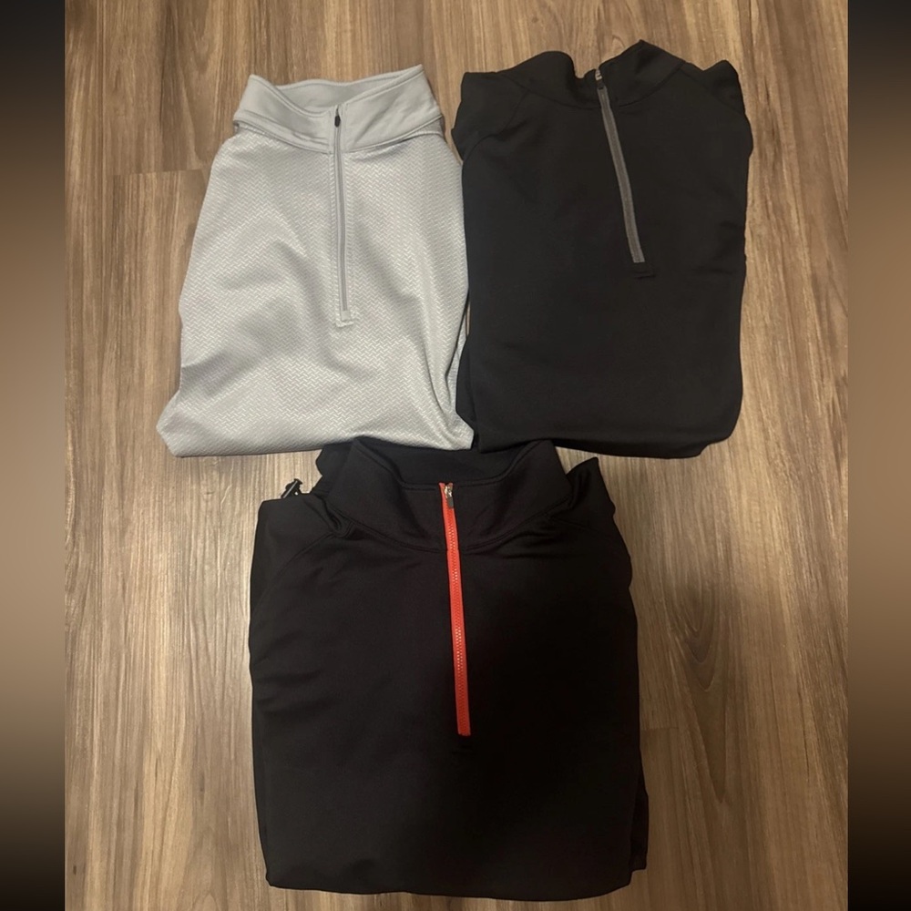 Dunning Golf Mens Lot of 3 L:Black&Red, Gray, Black 1/4 Zip Pullover Sweatshirt
